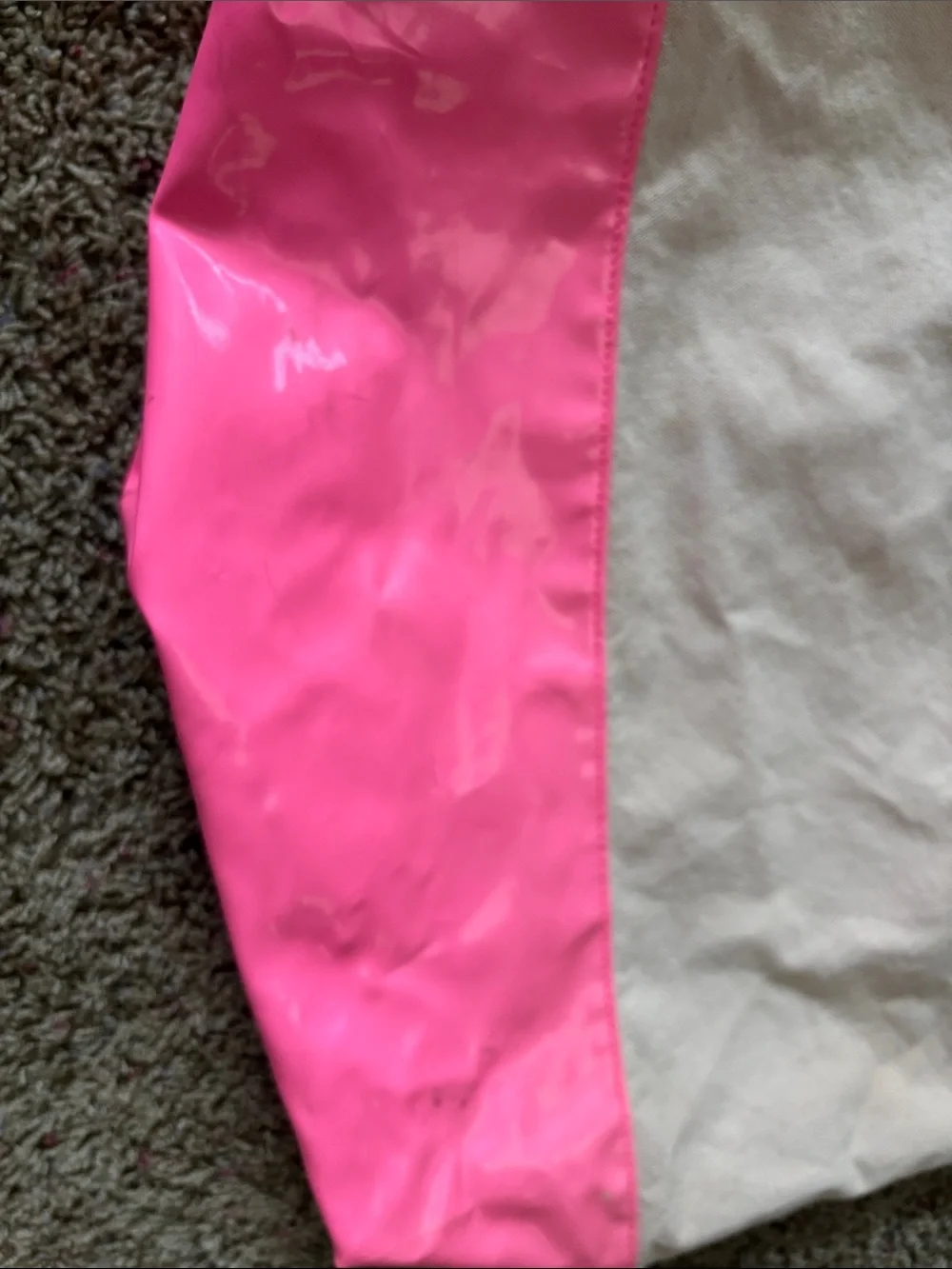 Victoria's Secret Cream & Neon Pink Canvas Beach Tote Bag